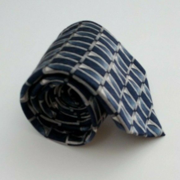 Beau Brummel Soho Tie 55.5 x 3.75 Blue Silver Geo - Picture 2 of 4